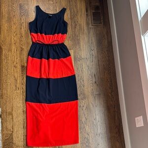 Colorblock Maxi Dress - Blue and Red